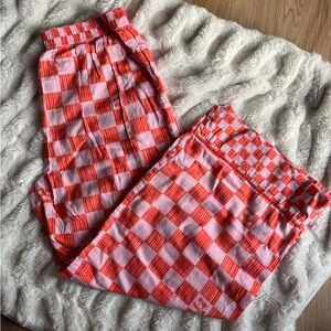 Anthropologie Red and Pink Plaid pants
